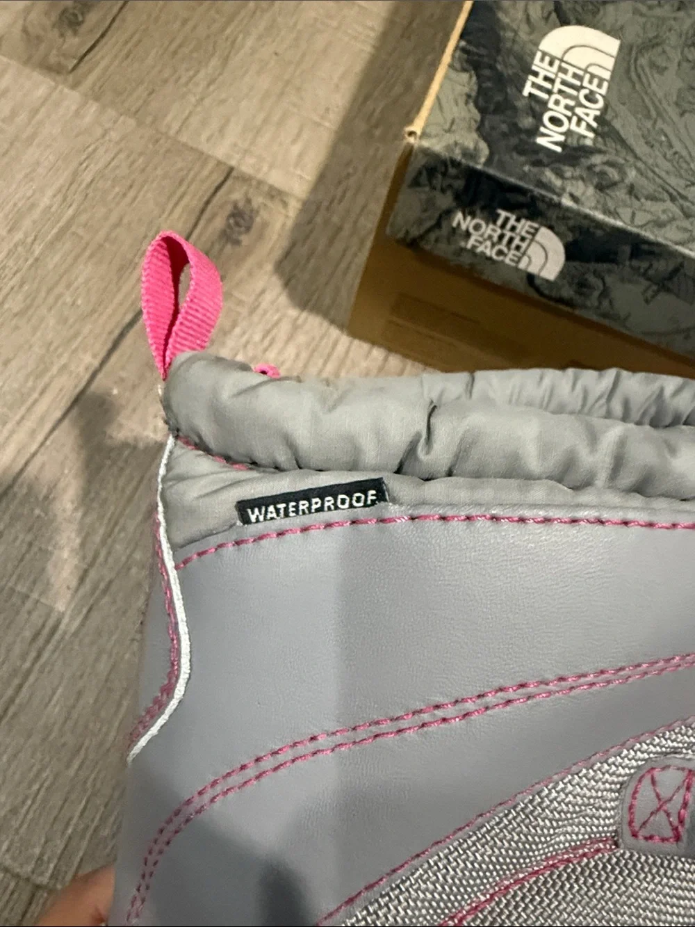 The North Face Gray and Pink Kids Snow Boots